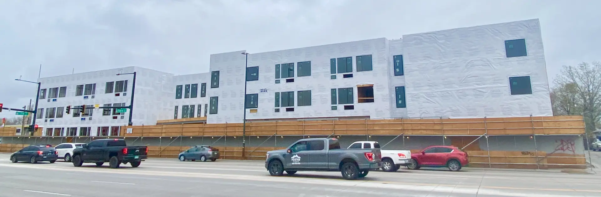Wrapped structure at street level